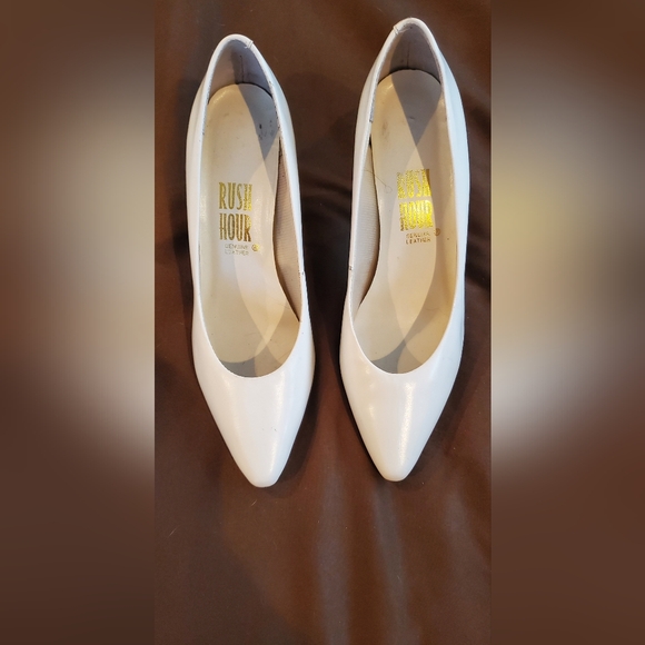 Leather, White High Heel Shoes - Picture 3 of 5